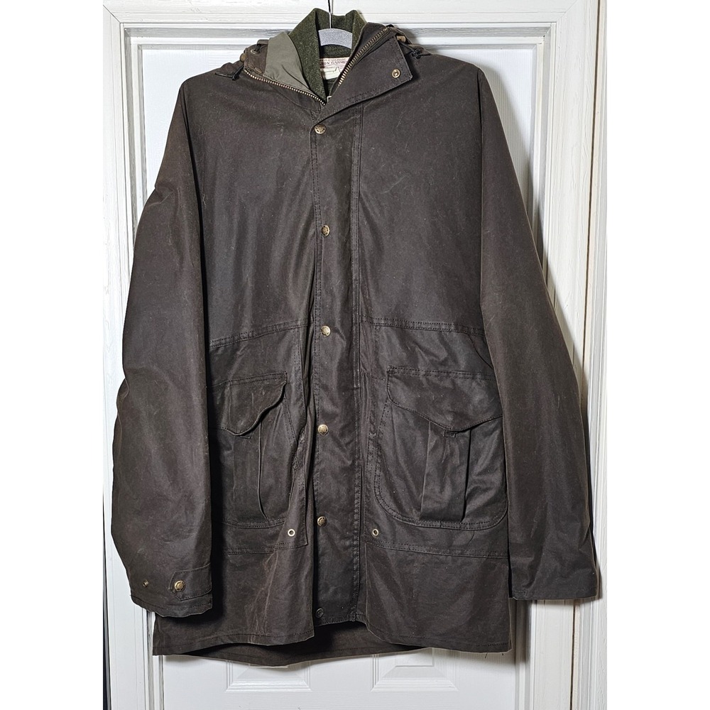 Filson Tin Cloth Waxed Orca Grey Hooded Parka Jacket Mens XXL Remove Wool Vest
